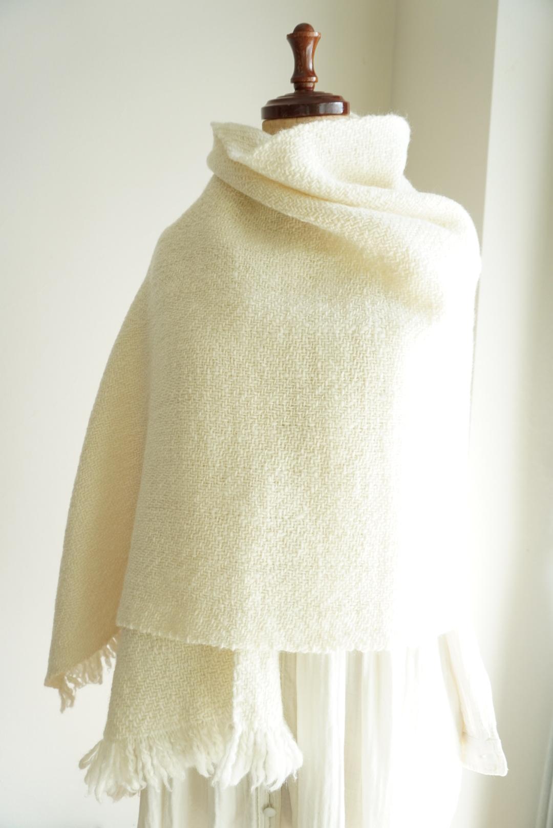 ●O様注文品●Herring bone ショール　生クリーム色 | 2枚目