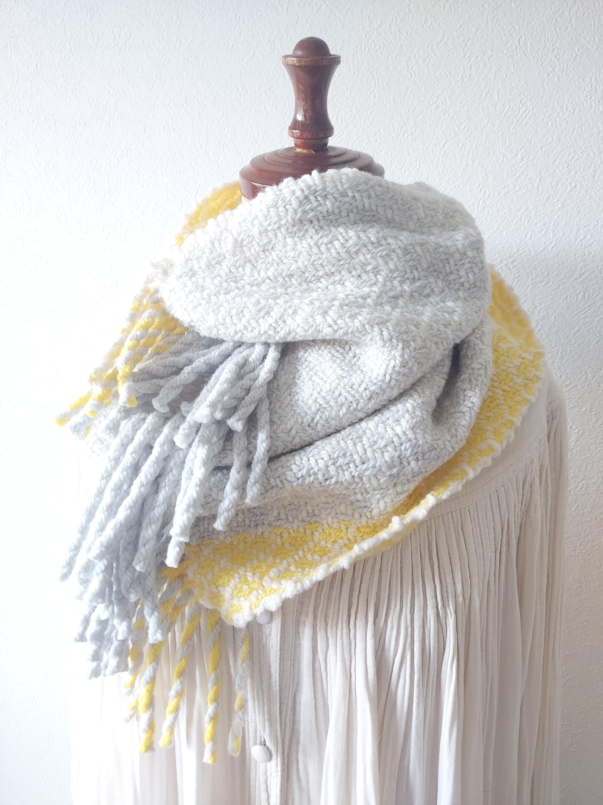 ＜再販＞rose pathスヌード　ライトグレー×レモン